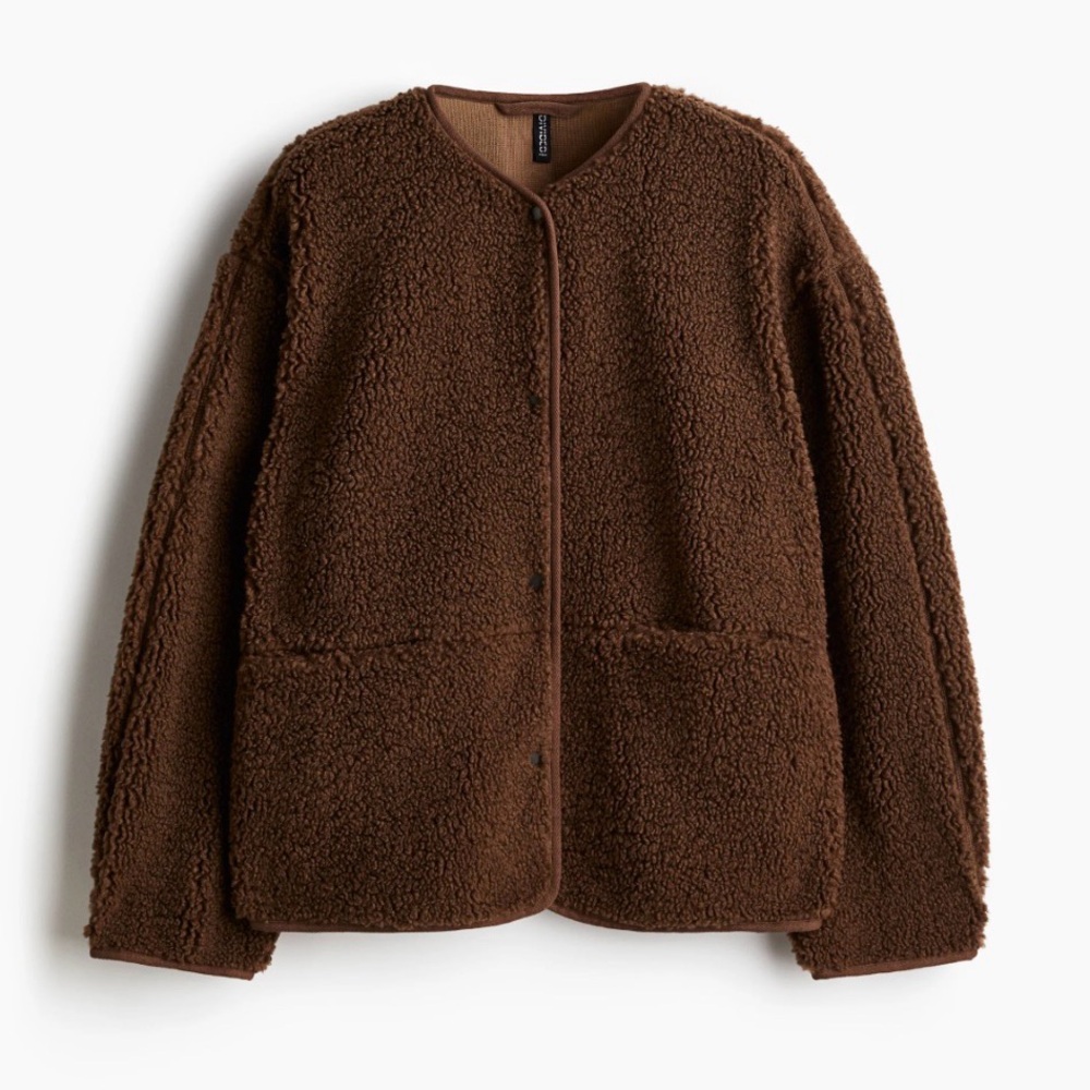 H&M Teddy Fleece Jacket - Dark brown